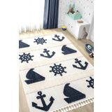 Eliz Home Yumuşak Renkli Bukleli Denizcilik Figürlü Dokuma Halı Bebek Odası Çocuk Odası Genç Odası Halısı 4
