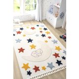 Eliz Home Yumuşak Renkli Bukleli Yıldızlı Dokuma Halı Bebek Odası Çocuk Odası Genç Odası Halısı 5