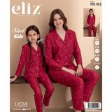 Eliz Kız Çocuk Pijama Takımı Süet Kumaş 5-12 Yaş - Kırmızı - 5 - 6 Yaş