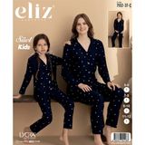 Eliz Kız Çocuk Pijama Takımı Süet Kumaş 5-12 Yaş - Koyu Lacivert - 5 - 6 Yaş