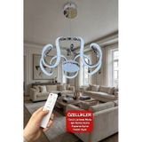 Eliza Tek Top Simli Modern Sarkıt Oturma & Salon Led Avizesi Krom