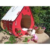 Elizi Ahşap Ahşap Kedi Evi Xl Büyük Boy - Kırmızı - 45 x 40 x 20 cm