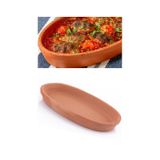 Elizi Çömlekleri Toprak Kayık Kase, Toprak Kayık Güveç Fırın Kabı Büyük Boy 32x16cm Toprak
