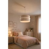 Elizim Home Lighting Bohem Modern Makrome Avize 25 cm – El Yapımı Yatak Odası, Oturma Odası, Çocuk Odası ve Genç Odası Dekoratif Tavan Aydınlatması - Krem
