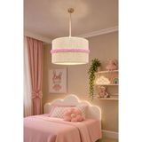 Elizim Home Lighting Bohem Modern Makrome Avize 25 cm – El Yapımı Yatak Odası, Oturma Odası, Çocuk Odası ve Genç Odası Dekoratif Tavan Aydınlatması - Pembe