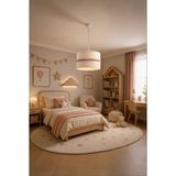 Elizim Home Lighting Bohem Modern Makrome Avize 25 cm – El Yapımı Yatak Odası, Oturma Odası, Çocuk Odası ve Genç Odası Dekoratif Tavan Aydınlatması - Pudra