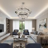 Elizim Home Lighting Castra Kristal Taşlı Ledli Krom Avize - 3