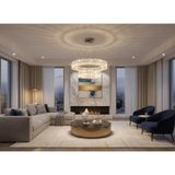 Elizim Home Lighting Elmas 2 Katlı Kristal Taşlı Ledli Avize - Krom