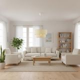 Elizim Home Lighting Hasır Görünümlü Lüx Abajur Sarkıt Avize - 1 - Krem