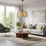 Elizim Home Lighting Hasır Görünümlü Yaprak Abajur Sarkıt Avize - 1 - Sarı