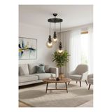 Elizim Home Lighting Holla 3' Lü Bal Cam'lı Siyah Sarkıt Avize
