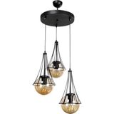 Elizim Home Lighting Lilyum 3'Lü Bal Cam'lı Sarkıt Avize