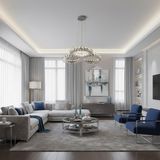 Elizim Home Lighting Luna Kristal Taşlı Ledli Avize - 3 - Krom