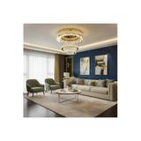Elizim Home Lighting Plafonyer Lazer Kesim Kristal Taşlı Gold Ledli Avize