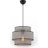 Elizim Home Lighting Silindir Hasır Görünümlü Abajur Sarkıt Avize - 1 - Gri - Antrasit