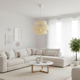 Elizim Home Lighting Silindir Hasır Görünümlü Abajur Sarkıt Avize - 1 - Kum Beji