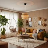 Elizim Home Lighting Silindir Hasır Görünümlü Abajur Sarkıt Avize - 1 - Sarı