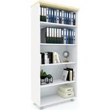 Elizza Büyük Boy Kapaksız Kitaplık Dosya Dolabı Beyaz-Meşe - 80X35X188