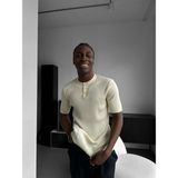 Elku Moda Erkek Düğmeli Bisiklet Yaka T-Shirt - Slim Fit Fitilli Ribana Örme Henley Yaka Tişört Old Money - Krem - XL