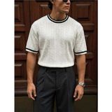 Elku Moda Erkek Oversize Bisiklet Yaka T-Shirt %100 Pamuklu Basic Geniş Kalıp Drop Shoulder Tişört - Beyaz