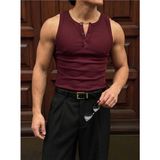 Elku Moda Erkek Sıfır Kol T-Shirt - Slim Fit Fitilli Ribana Dokuma Kolsuz Atlet Sıfır Yaka Spor Atlet Tişört - Bordo