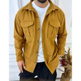 Elku Moda Kaşe Oversize Çift Cepli Salaş Kalın Ceket Gömlek - Kahverengi