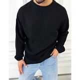 Elku Moda Kazak Oversize Çift Kat Örme Naturel Pamuk Bol Kesim Tüylenmeyen Salaş Triko Kazak - Siyah