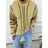 Elku Moda Kazak Oversize Renkli Örgü Desenli Naturel Pamuk Bol Kesim Salaş Triko Kazak - Taba