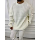 Elku Moda Kazak Oversize Triko Bol Kesim Salaş Kazak - Beyaz