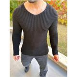 Elku Moda Kazak Oversize Triko Bol Kesim V Geniş Yaha Salaş Pamuklu Kazak - Çok Renkli - Standart