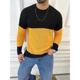 Elku Moda Kazak Oversize Tüylenmez Naturel Pamuk Örme Yırtık Detaylı Triko Kazak - XL - Sarı