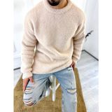 Elku Moda Kazak Oversize Tüylenmez Polar Kazak Bol Kesim Naturel Pamuk Rahat Kesim Salaş Peluş Kazak - 2XL - Krem