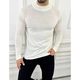 Elku Moda Kazak Slim Fit Tüylenmez Naturel Pamuk Triko Boğazlı Balıkçı Yaka Kazak - Beyaz
