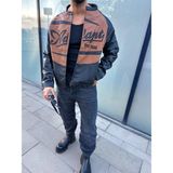 Elku Moda Kolej Ceket Bomber Ceket Deri Mont Oversize Fermuarlı Cepli Deri Ceket - Çok Renkli
