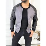 Elku Moda Mont Hakim Yaka Spor Kesim Su ve Rüzgar Geçirmez Yeni Sezon Kol Deri Ceket - Gri