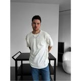 Elku Moda Oversize Eskitme Detaylı Yırtık Triko T Sfhirt Vintage Yıkamalı Streetwear Salaş Tişört - Beyaz - XL