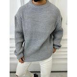 Elku Moda Oversize Kazak Bol Kesim Salaş Triko Kazak - Gri