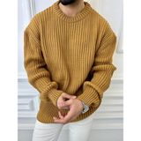 Elku Moda Oversize Kazak Bol Kesim Salaş Triko Kazak - Kahverengi