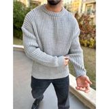 Elku Moda Oversize Kazak Bol Kesim Tüylenmeyen Bisiklet Yaka Salaş Triko Kazak - Çok Renkli - Standart