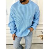 Elku Moda Oversize Kazak Bol Kesim Tüylenmeyen Salaş Triko Kazak - Mavi
