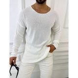 Elku Moda Oversize Örme Natural Pamuk Tüylenmeyen Kazak Salaş Tarz Triko - Beyaz