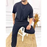 Elku Moda Pantolon Terletmez Esnek Likralı Yumuşak Dokulu Oversize Cepli Rahat Kesim Eşofman Altı - Siyah