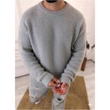 Elku Moda Sweatshirt Oversize Tüylenmez Polar Kazak Bol Kesim Naturel Pamuk Rahat Kesim Salaş Peluş Kazak - Gri - 2XL