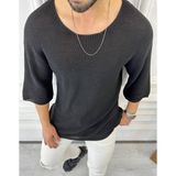 Elku Moda Tişört Örme Triko Tişört Nefes Alabilen Terletmez Oversize Bol Kesim Salaş T-Shirt - XL - Gri