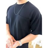 Elku Moda Tişört Terletmez Pamuklu Yumuşak Dokulu Oversize Tshirt Cepli Rahat Kesim Salaş Tişört - XL - Siyah
