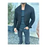 elkumoda Hırka Kalın Örgü Şal Yaka Cepli Panço Triko Hırka Kapamasız