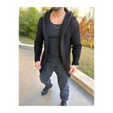 elkumoda Hırka Kapüşonlu Örgü Kapamasız Triko Uzun Panço Salaş Hırka