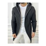 elkumoda Hırka Kapüşonlu Örgü Triko Uzun Panço Hırka
