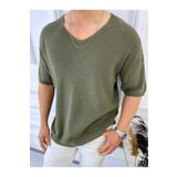 elkumoda Tişört Örme Triko Tişört Nefes Alabilen Terletmez Oversize Bol Kesim Salaş T-shirt