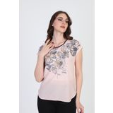 Ella 5010065 Pudra Camelia Kadın Çiçek Desenli Bluz